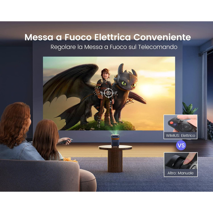 Mini-проектор WiMiUS 18000 Люмен з Wi-Fi та Bluetooth, 1080P Full-HD, для домашнього кінотеатру, сумісний з iOS/Android/Laptop/USB/PS5/AV, чорний