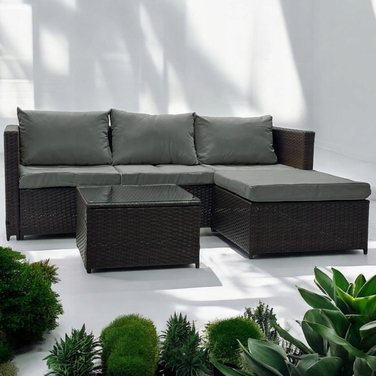 Двосторонній садовий кутовий диван SFS066 MTG, комплект садових меблів, коричневий