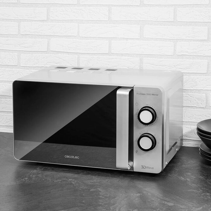 Мікрохвильова піч Cecotec ProClean 3060 20 л, 700 Вт, Ready2Clean, 6 режимів, 3D Wave, таймер 30 хв, срібляста