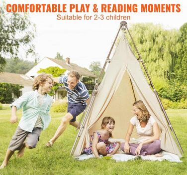 Дитячий намет VEVOR Tipi для дітей 1-5 років, розкладний намет з килимком та сумкою, з вікнами, для хлопчиків та дівчаток, бежевий