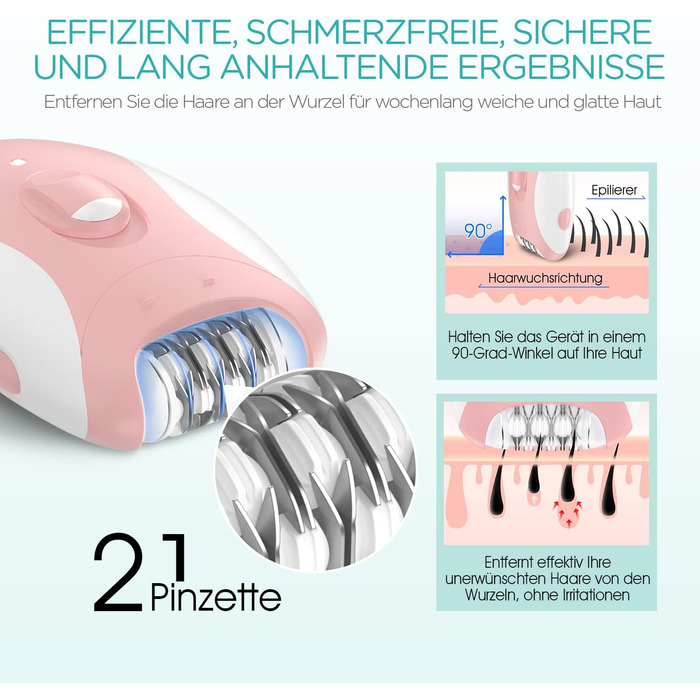 Жіночий епілятор VOGOE 4 в 1, 21 пінцет, бездротовий, для обличчя, ніг, рук, бікіні, HR310 рожевий
