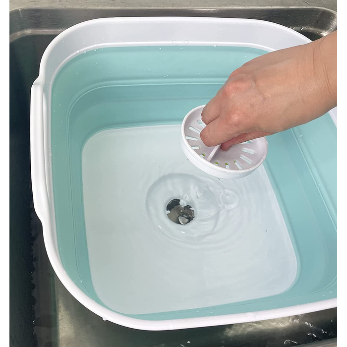 Складаний піддон SAMMART 0L зі зливною пробкою-складна раковина-переносна раковина для посудомийної машини-компактне кухонне відділення для зберігання (White / Lake Green, 1)