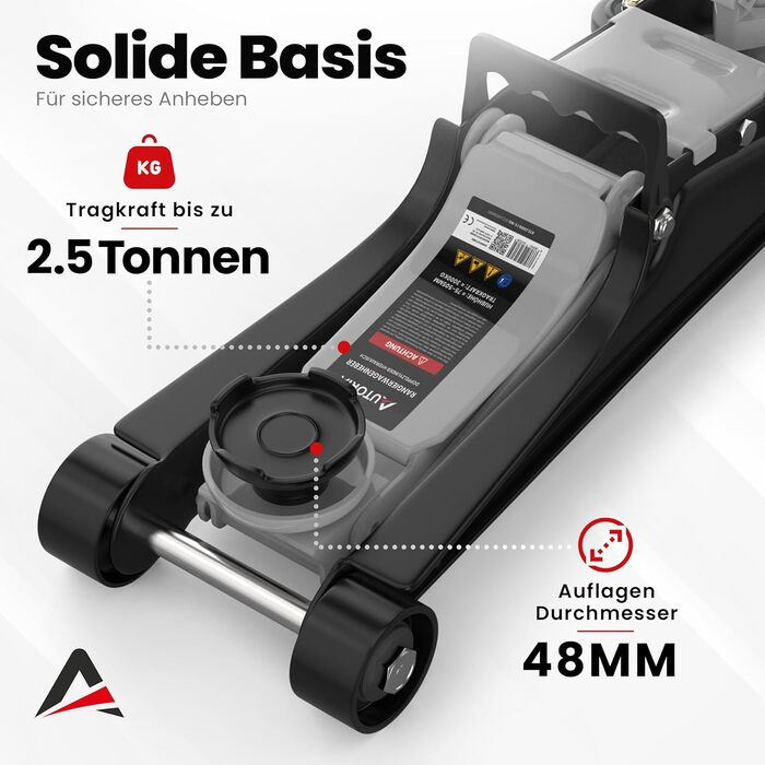 Гідравлічний домкрат Wagenheber 2.5T низькопрофільний для легкових авто та авто з низькою посадкою, до 2500 кг, з кейсом, 3 гумові накладки + адаптер (світло-сірий)