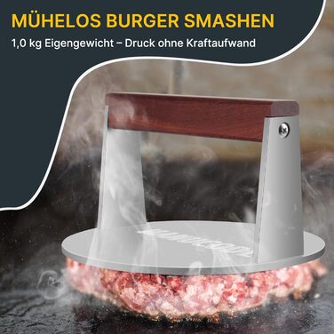 Пресс для смаження бургера з нержавіючої сталі, 17 см, 1000 г, Burger Smasher, Fleischbeschwerer для стейків