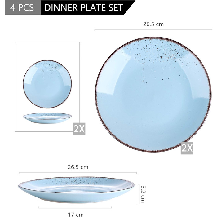 Набір посуду з порцеляни Navia, столовий сервіз із 32 предметів, вінтажний вигляд, дизайн природи (4 предмети (1 упаковка), Navia-3)