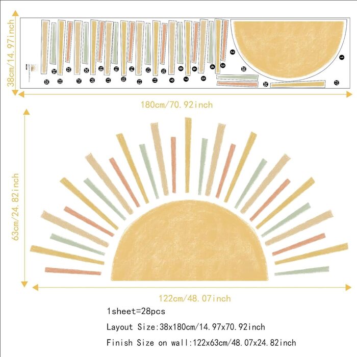 Сонячна настінна наклейка бохо-декор