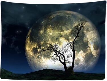 Гобеленове прикраса квартири - Природа Повний Місяць Ніч Хіпі Богема - 200 х 150 см у висоту - Настінні вішалки з тканини - Аксесуари для спальні, вітальні, дитячої
