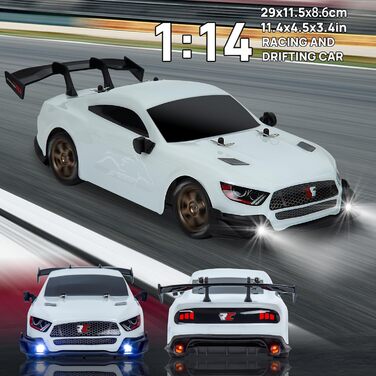 Радіокерований автомобіль 1:14 Drift Car 4WD GT RC для дрифту, пропорційний газ, білий