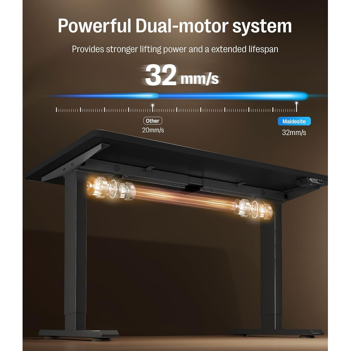 Регульований стіл MAIDeSITe S2 Pro 160x80 см: електричний, з захистом від зіткнень, чорний