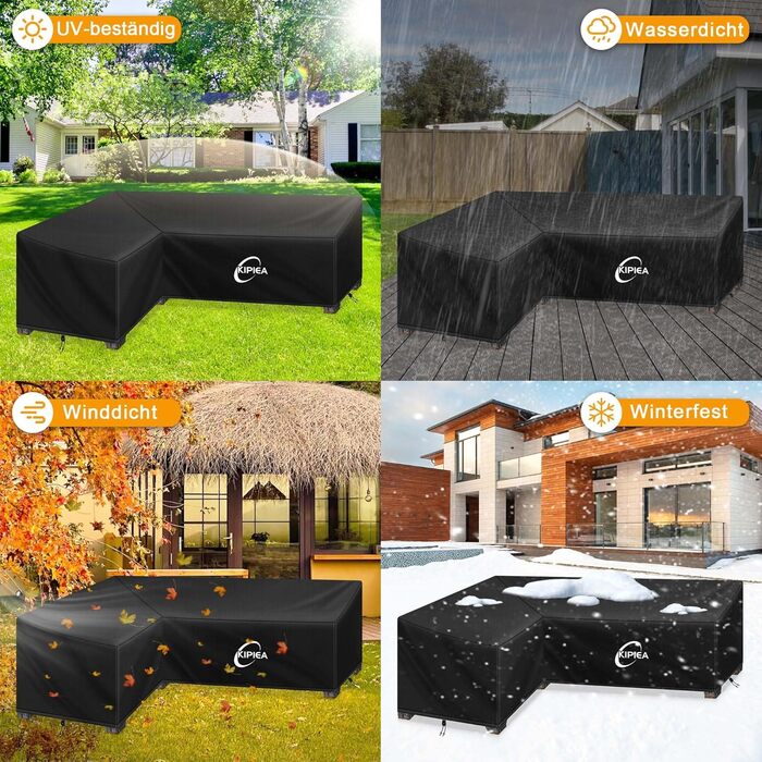 Чохол для сауни/лаунж-меблів Kipiea L-подібної форми, водонепроникний, 420D, для саду, 250x250x85x78/200x250x85 см