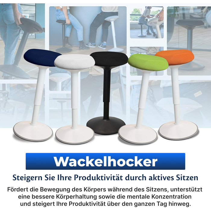 Ергономічний стілець-хокер для офісу та дому, регульована висота 55-80 см, зелений, з ефектом балансування