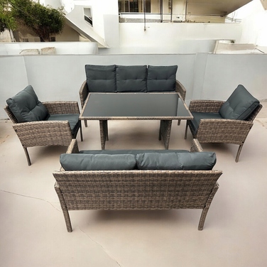 Комплект садових меблів IdealGarden із техноротанга, коричневий, 5 предметів