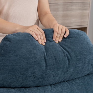 Крісло-релакс з пуфом, м'яке крісло для відпочинку з велюровою оббивкою, сучасне крісло для телевізора, розмір 78 x 93 x 100 см, блакитне