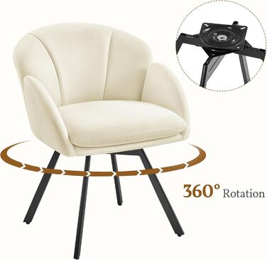 Офісний стілець Yaheetech 360° обертовий, оксамитовий, з подвійним сидінням, бежевий - для офісу, спальні, вітальні