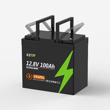 Літієва батарея XZNY 12V 100Ah Mini LiFePO4 зі 100A BMS, підходить для автофургонів, сонячних батарей, поза мережею