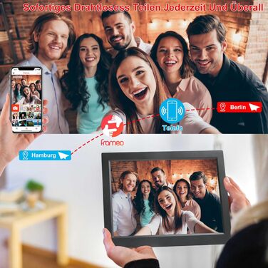 Frameo Цифровий фоторамка 15.6 дюймів Wi-Fi, FHD IPS сенсорний екран, 32GB, автоматичне обертання, ділитися фото та відео, кріплення на стіну