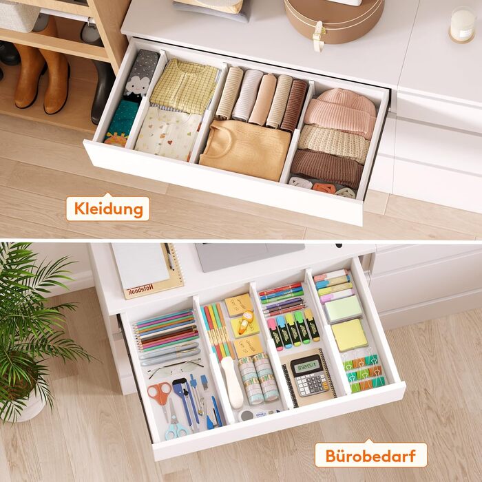 Органайзери для шухляд Lifewit, 5 шт., пластикові, регульовані, 27–40 см, для шафи/спальні/кухні, білий