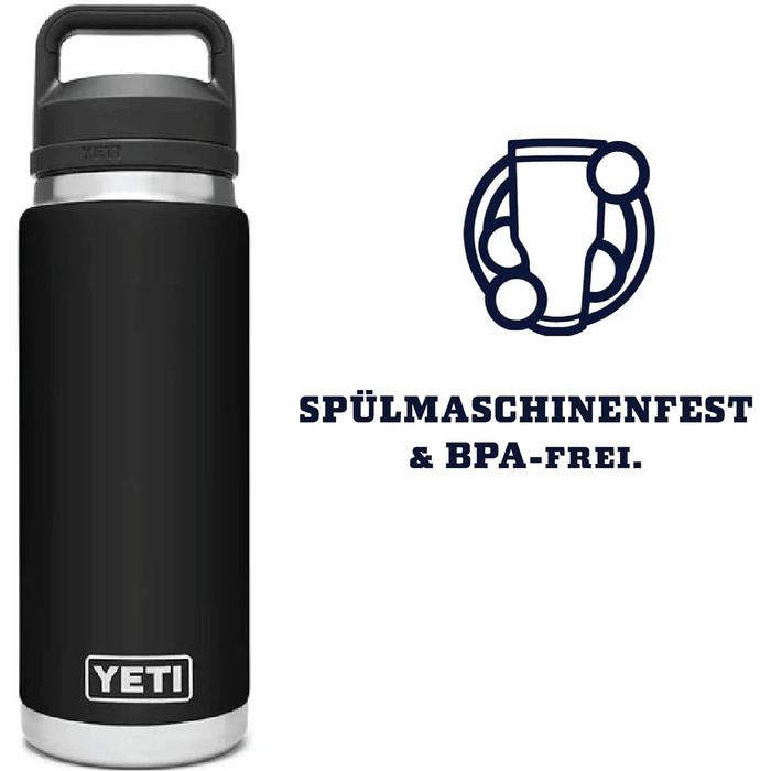 Пляшка YETI Rambler із кришкою Chug Cap, чорна, 26 унцій (760 мл)