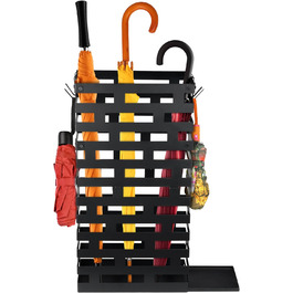 Підставка для парасольки, біла, велика металева з піддоном та гачками, 58,4 см, для дому, офісу, готелю