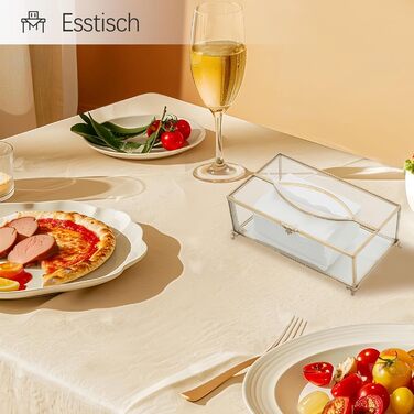 Скляна коробочка для серветок SLHEQING Gold - прямокутна, для ванної, вітальні, спальні, офісу (прозора)