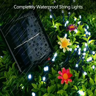 Гірлянда BrizLabs на сонячній батареї, 22 м, 200 LED, водонепроникна, 8 режимів, холодне біле світло, для вулиці, саду, тераси, будинку, весілля, Різдва