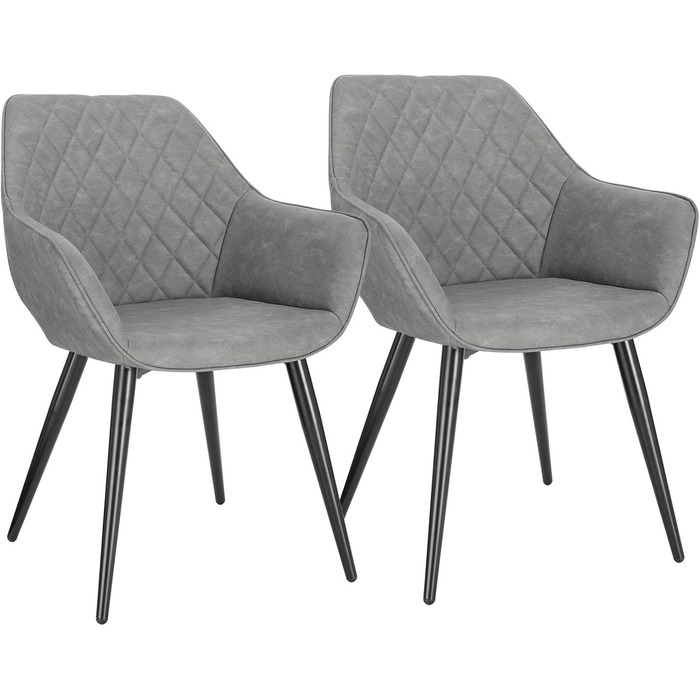 Крісла для їдальні WOLTU, 2 шт. в наборі: оббиті крісла з підлокітниками для кухні, вітальні, зелені, з металевими ніжками, штучна шкіра