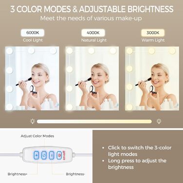 Великий туалетний столик ANWBROAD з LED-підсвічуванням (3 кольори) та розетками, білий, з дзеркалом та пуфом, 5 ящиків, скляні дверцята, 140x115x40 см, BDT68W