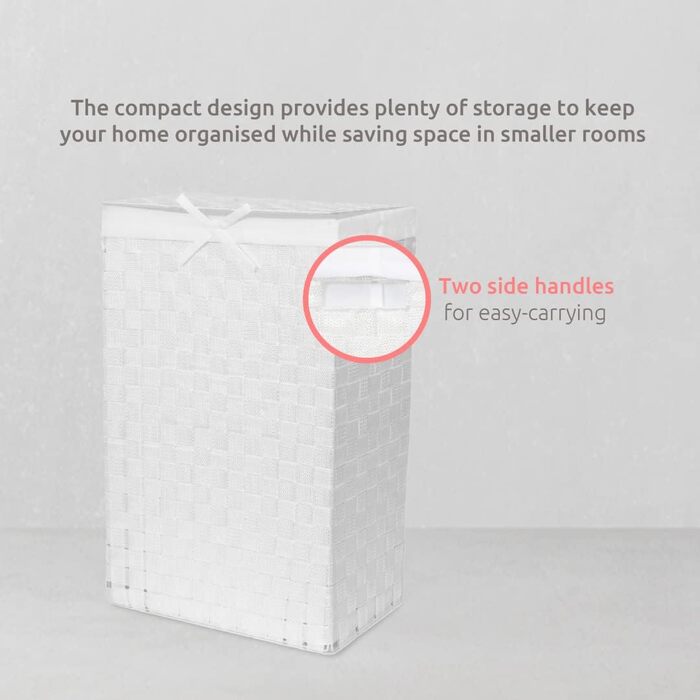 Кошик для білизни RAN6891 Stan з кришкою, ручками, плетіння з металевим каркасом, знімний вкладиш з льону, 30 x 30 x 50 см, Коричневий