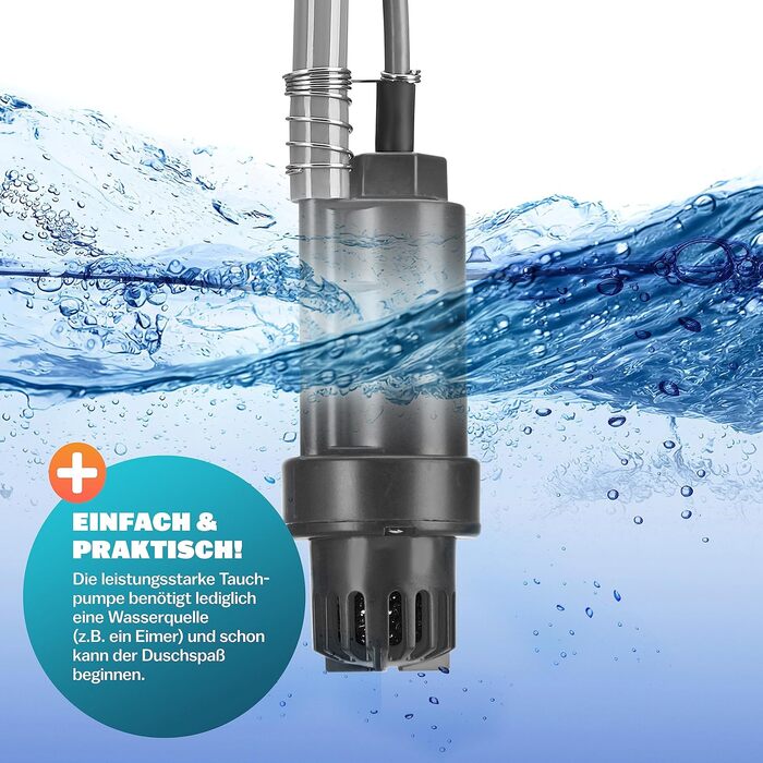 Monzana® Переносна кемпінгова душ з насосом 12V, KFZ-адаптер, сумка для зберігання, 2м шланг, 5м кабель, для авто, собак, саду, антрацит