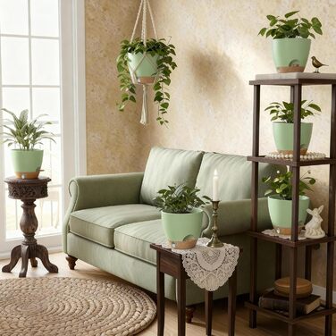 Набір горщиків для квітів ZMTECH 25 см з підставкою, пластикові, самополив, індикатор рівня води, для дому та саду (2 шт.)