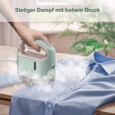 Праска з парою Newbealer 1200W: компактна, для подорожей, 3 режими, швидкий нагрів 45с, зелена