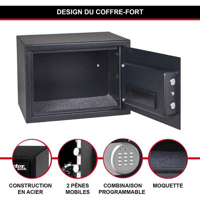 Сейф Master Lock з цифровим замком, електронна комбінація, 16 л, 22 x 35 x 27 см (33 л + комбінація)