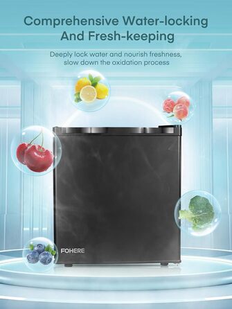 Міні-холодильник FOHERE 46L з відділенням для льоду | Компактний холодильник | Регулювання температури, енергозбереження, тиха робота | Холодильник для напоїв ідеально підходить для офісу, кемпінгу та геймінгу | Змінний бік відкривання дверцят | Чорний
