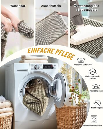 Набір килимків для ванної кімнати: антиковзаючі килимки, набір 2 шт., бохо-стиль, для ванної, спальні, вітальні, 51 x 120 см + 41 x 61 см, коричнево-білий (зелено-білий)