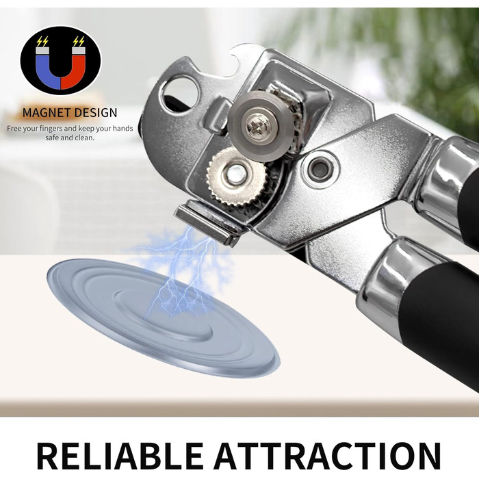 Механічний дозатор для банок з нержавіючої сталі Heavy Duty, гостре лезо, гладка кромка, зручна ручка, багатофункціональний відкривачка для пляшок Large