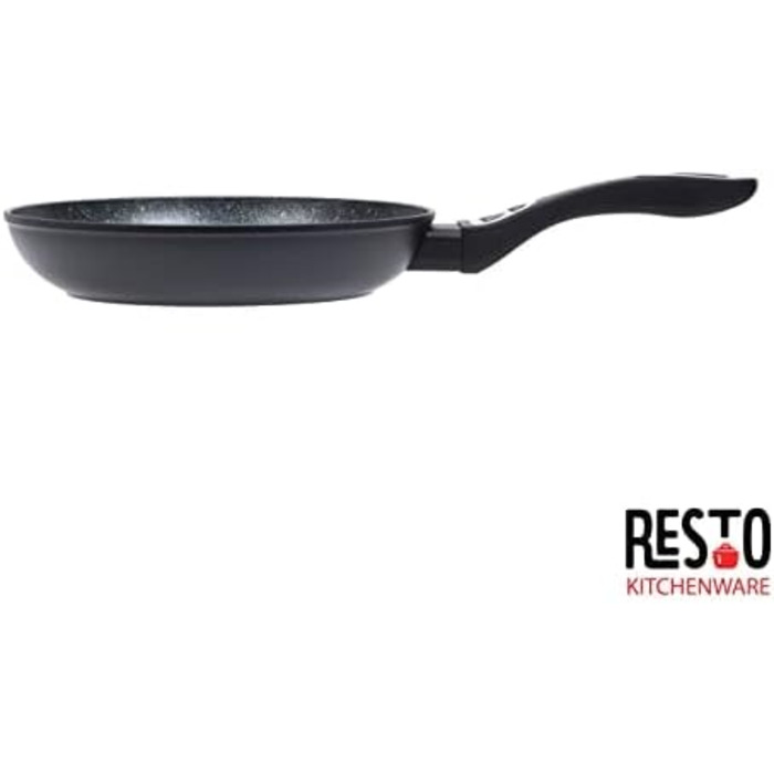 Сковорода RESTO 28 см, сковорода з мармуровим антипригарним покриттям - Сковорода для стейків з кришкою з термостійкого скла та антидеформаційним диском - Підходить для всіх типів плит, включаючи індукційну (24 см)