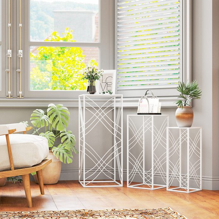 Набір з 3-х підставок для квітів, висотою 50/60/70 см, металевий квітковий стеллаж, що складається у стос