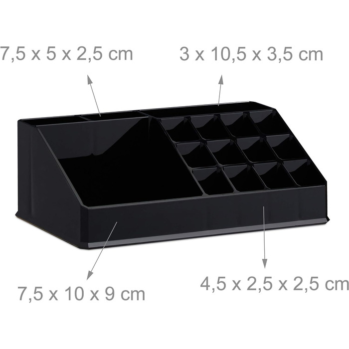 Органайзер для макіяжу Relaxdays x із шухлядами, коробка для прикрас, що штабелюється, для зберігання макіяжу з акрилу, шматочки (1, чорний, упаковка з 2 шт. )
