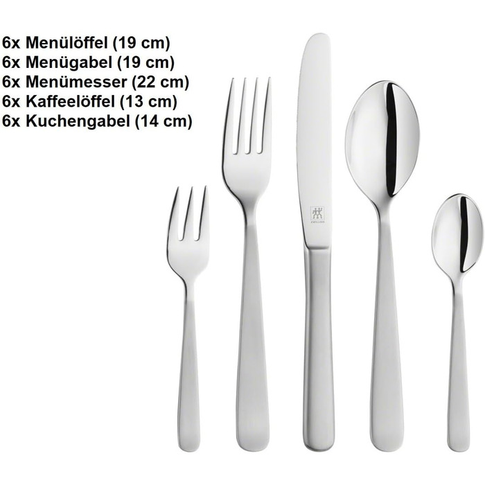 Набір столових приборів ZWILLING Trend 30 шт. , 6 шт. , нержавіюча сталь 18/10, полірована/матова, срібло