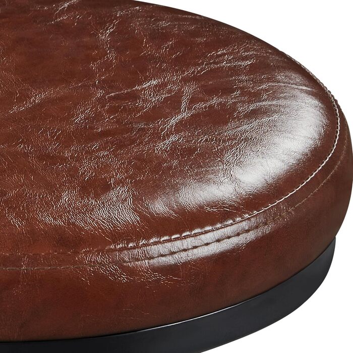 Барний стілець Yaheetech вінтажний, регульована висота, з товстим сидінням, без монтажу, з штучної шкіри, для кухні/вітальні/бару/кафе, коричневий