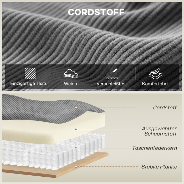 Диван 3-місний 218 см, сучасний велюровий диван з пружинним блоком, широкими підлокітниками та 2 подушками, світло-сірий