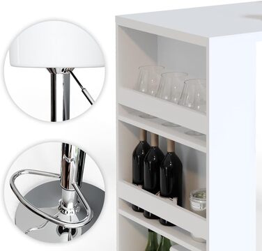 Набір барний стіл та табурети Vicco Bartisch-Set, 117 x 57 см, 2 табурети (білий)