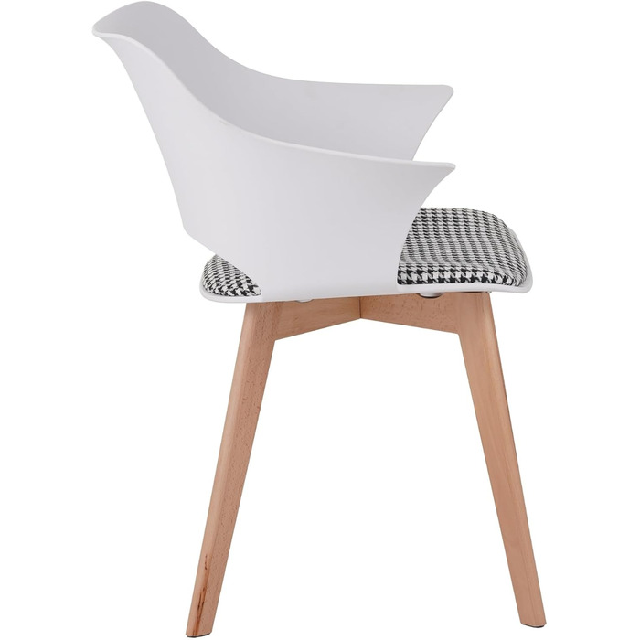 Набір з 4-х стільців Albatros для їдальні, Aalborg, білий - дерев'яні ніжки з масиву буку, скандинавський ретро-дизайн, зручний стільчик-чаша, елегантний кухонний стілець для обіднього столу