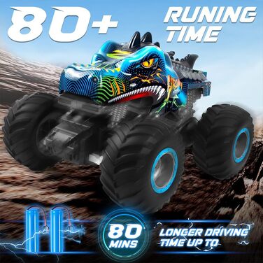 Радіокерований позашляховик Динозавр 1:16 RC Monster Truck з розпилювачем, музикою, LED-підсвіткою, 2.4GHz, 20км/год для дітей від 3 років