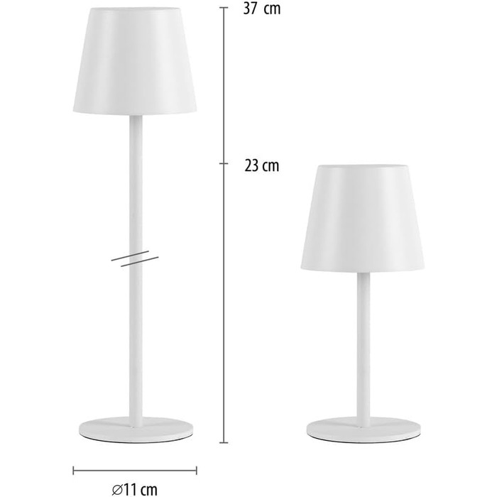 LED настільна лампа SellTec на акумуляторі, USB, біла, диммувана, IP54 для саду, кемпінгу, балкону або тераси