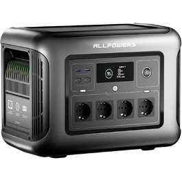 Powerstation ALLPOWERS R1500 Lite: портативна електростанція 1056Wh LFP, 4x 1600W AC, сонячна панель, швидка зарядка, резервне живлення для кемпінгу, RV, невідключеності