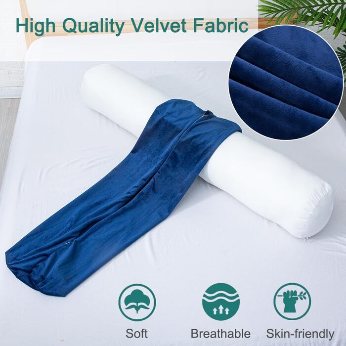 Подушка для сну на весь тіло AS AWESLING з ефектом пам'яті (Memory Foam), 90 x 20 см, синя — ортопедична подушка-болстер для дорослих