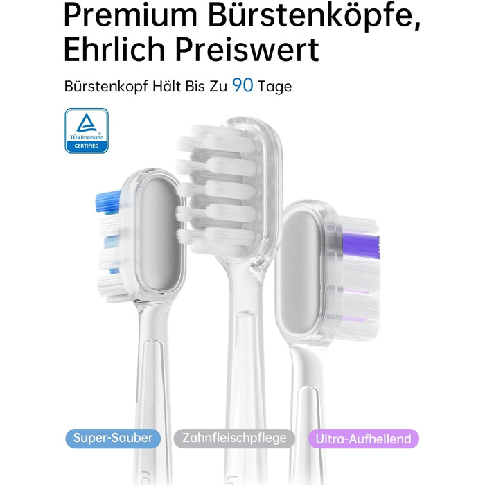 Електрична зубна щітка Laifen Wave: звукова, з вібрацією та осциляцією, 3 насадки, IPX7, біла (ABS)