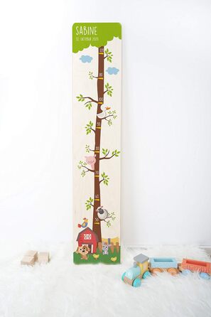 Вимірювальна паличка дитяча дерев'яна, вимірювальна паличка персоналізована з ім'ям для дитячої кімнати, подарунок на день народження для хлопчика і дівчинки, вимірювач висоти для дітей дерево тварини дерево природа
