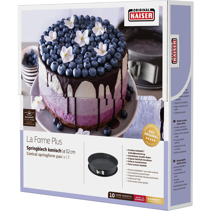Форма для випічки Kaiser La Forme Plus конічна 32 см, SafeClick, для чізкейків, з антипригарним покриттям, нержавіюча сталь